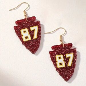 🏈✨ #87 Football Arrowhead Glitter Dangle Earrings ✨🏈